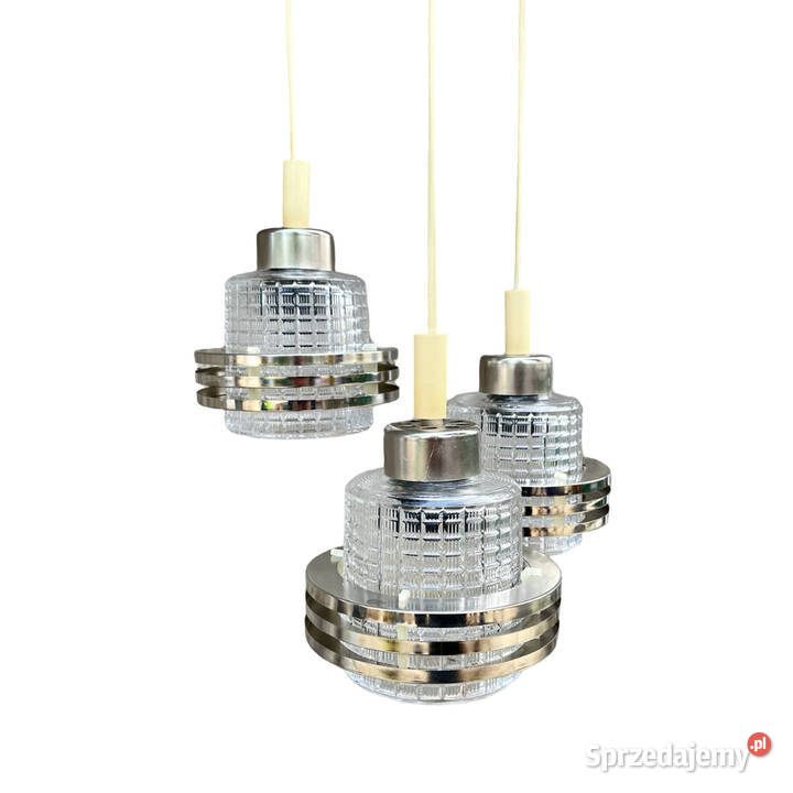 Żyrandol kaskadowy midcentury modern Pokrok Warszawa