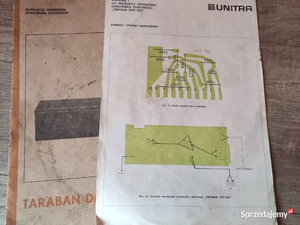 Instrukcja serwisowa radio Unitra Taraban DMP502 Rzeszów sprzedam