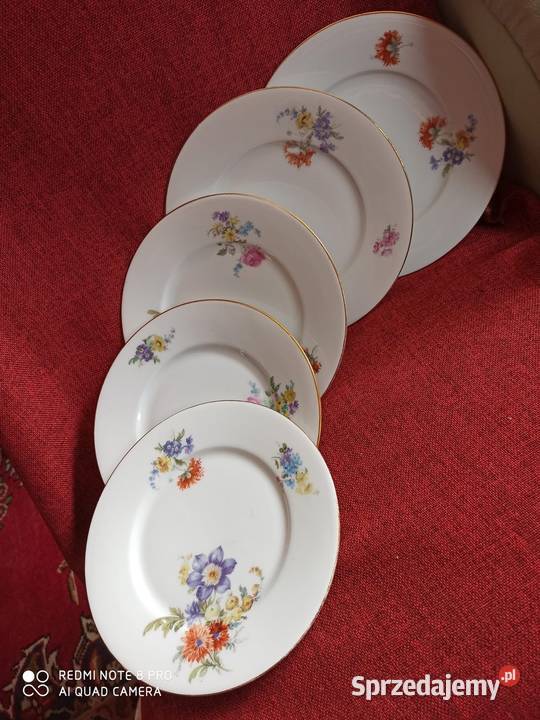 Komplet 5 Talerzy z bukietem Porzellanmanufaktur Gdańsk