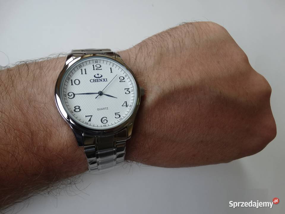 Klasyczny zegarek męski damski 38mm biała tarcza Gorzów Wielkopolski