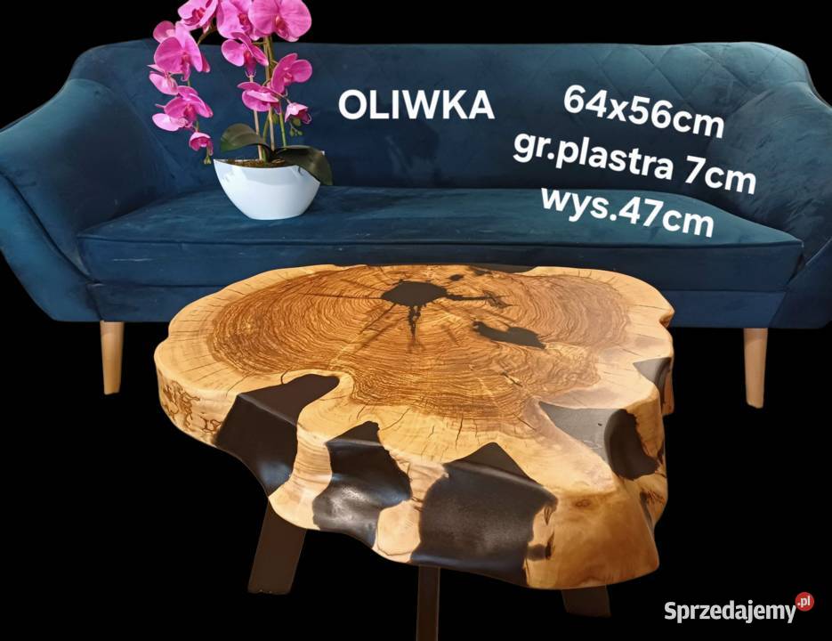 Stolik kawowy 64x56 live edge plaster drewna Stoliki kawowe i ławy Śrem