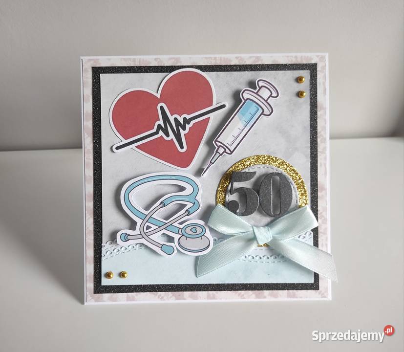 Kartka ręcznie robiona na urodziny medyczna Łódź