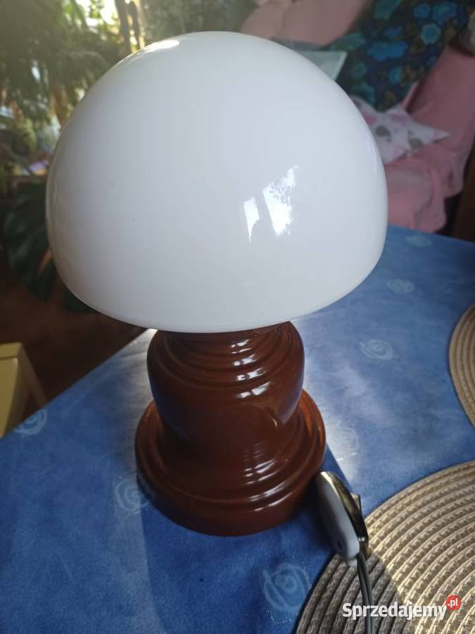 Lampa stołowa PRL ceramika sygnowana wyciskiem Łódź