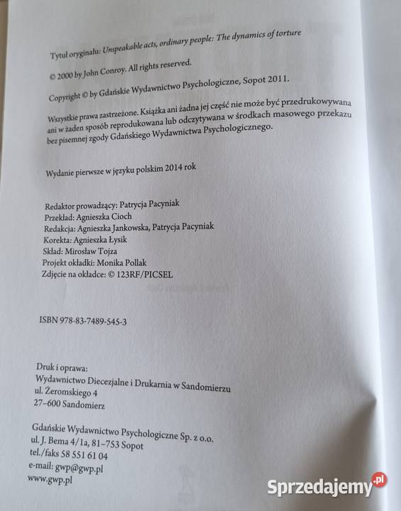 Tortury Rok wydania 2014 sprzedam