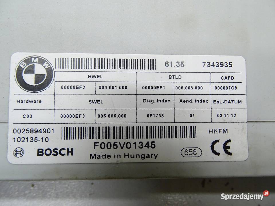MODUŁ STEROWNIK KLAPY BAGAŻNIKA 7343935 BMW F30 osobowe