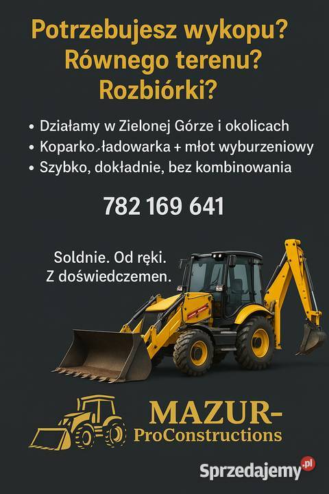 Usługi koparkoładowarką młot koparka kołowa z lubuskie Zielona Góra