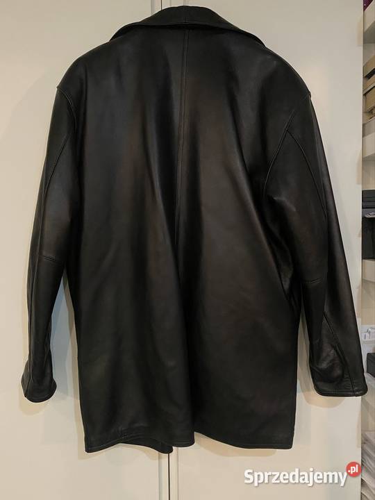 Czarna kurtkapłaszcz z naturalnej skóry Warszawa