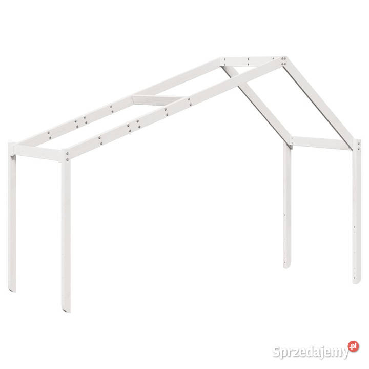 Wysokie łóżko z dachem białe lite drewno sosnowe 205cm
