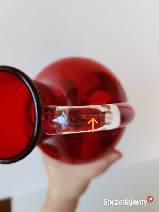 Szklany dzban dzbanek kolorowe szkło PRL Porcelana i szkło Dąbrowa Górnicza