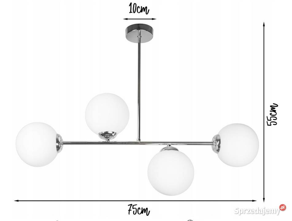 LAMPA WISZĄCA SUFITOWA ŻYRANDOL CHROM KULE 4 LED Choroszcz