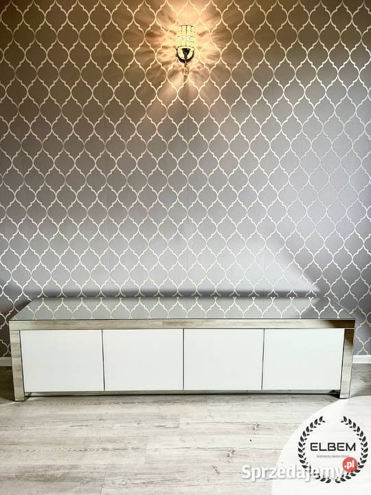 Lustrzana szafka RTV Glamour białe szklane RTV mazowieckie Warszawa sprzedam