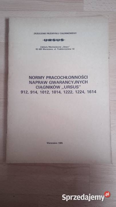 Ursus katalog norm napraw gwarancyjnych 912 914