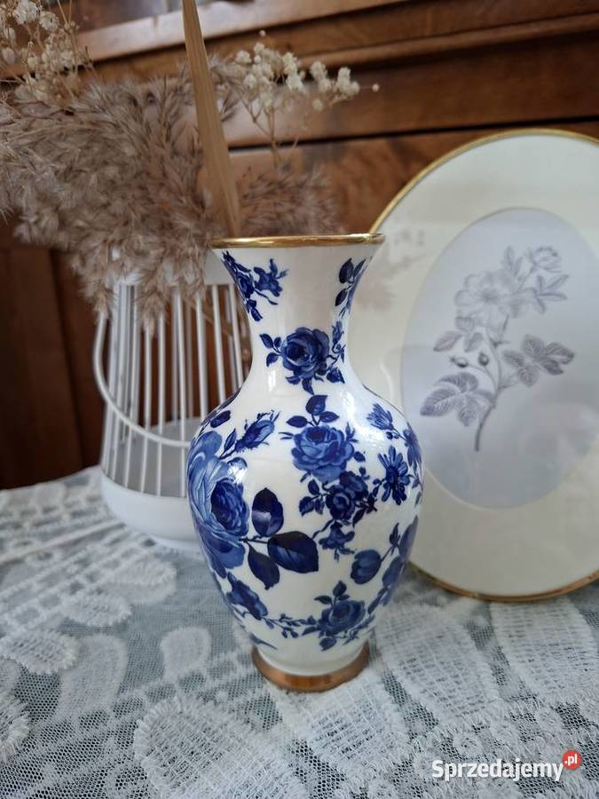 Wazon porcelanowy Bavaria Delfts Kobalt motyw Jaktorów-Kolonia sprzedam