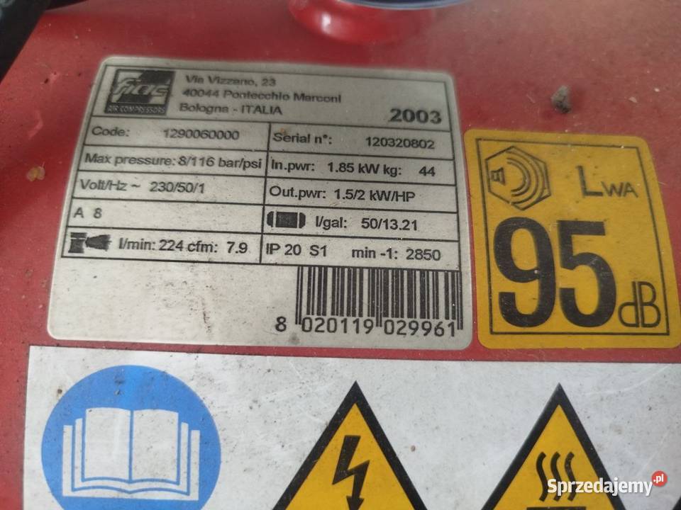 FIAC kompresor tłokowy olejowy 50L 8bar 185kW