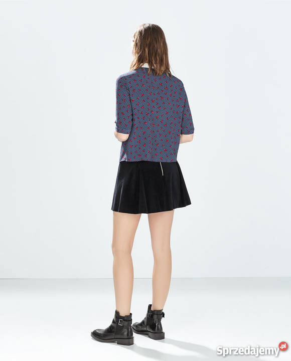ZARA Bluzka w origami granatowa w kropki M Warszawa