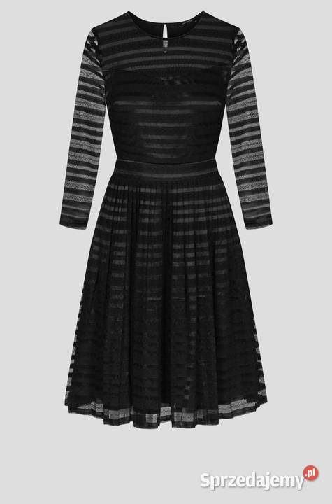 Rozkloszowana sukienka w paski czarna Warszawa