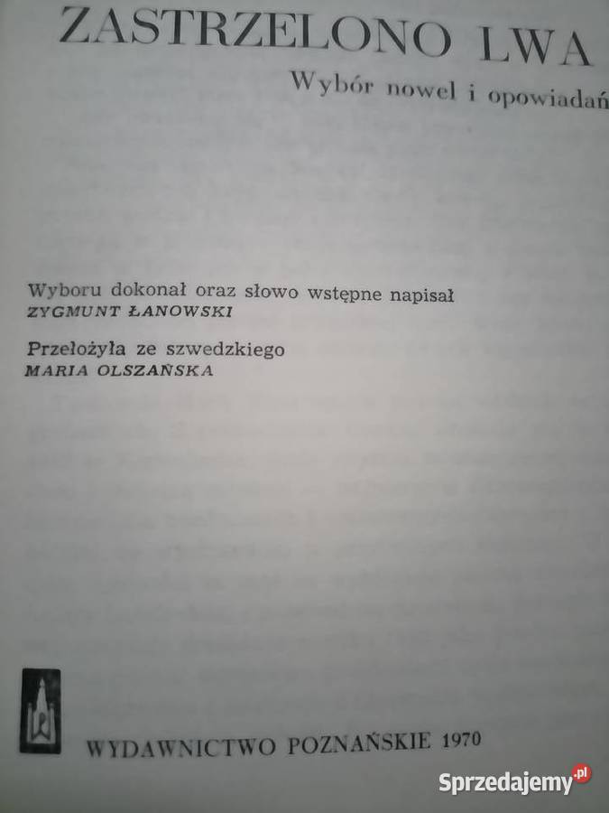 Proza duńska Winę książki Zastrzelono lwa Warszawa