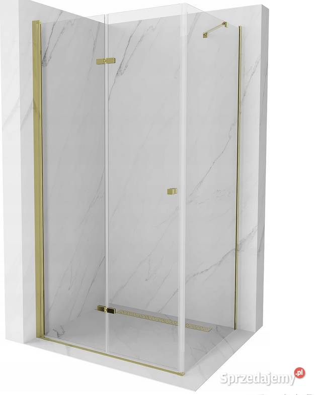 Kabina prysznicowa złota składana ścianka stała