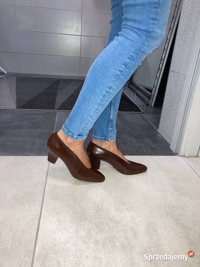 Nowe skórzane włoskie buty szpilki Silvestri skóra Czółenka Nisko