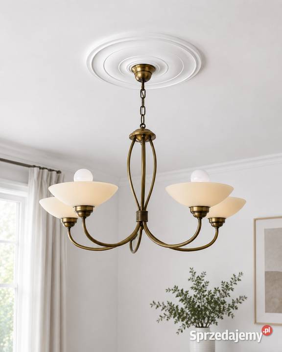 Komplet lamp vintage stare złoto żyrandol Łańcut