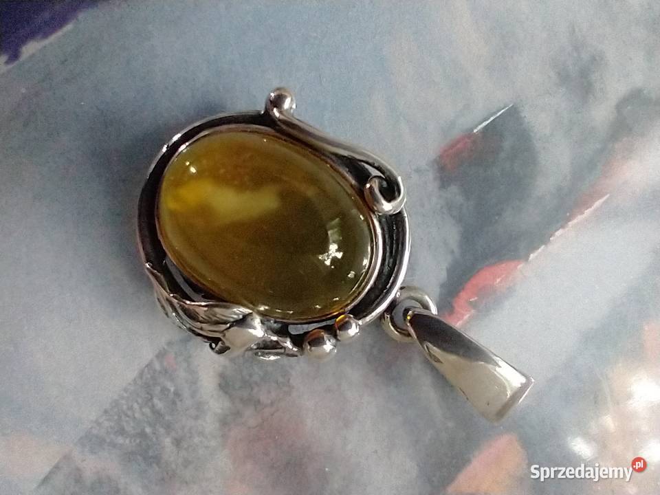 Autorski wisior bursztyn srebro 925 rękodzieło Łódź