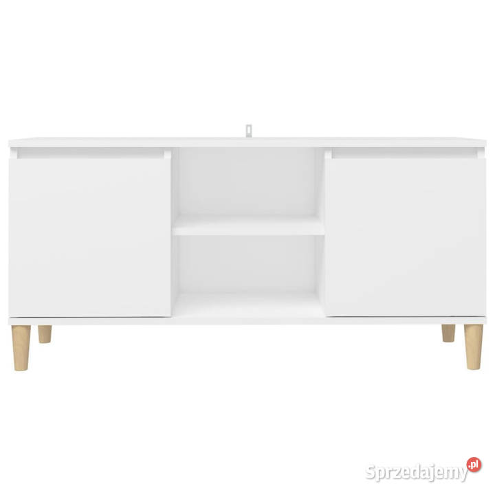 Szafka TV z drewnianymi nóżkami biała 1035x35x50