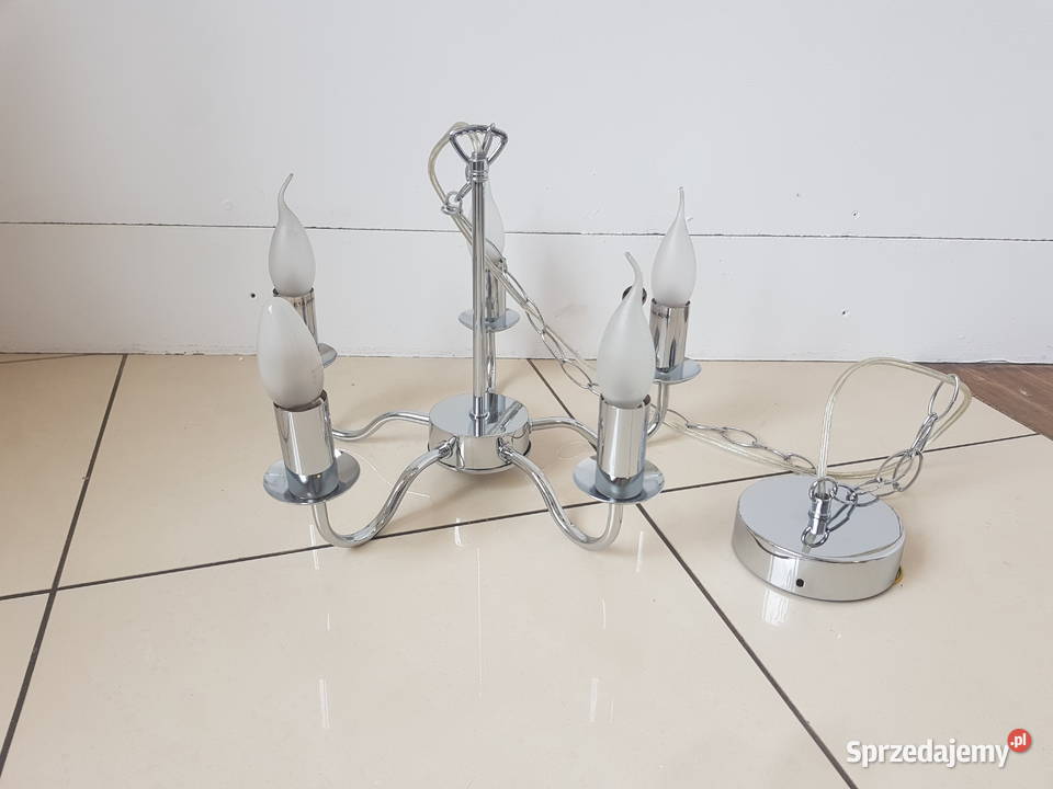 Lampa wisząca klasyczna żyrandol 5xE14 CHROM