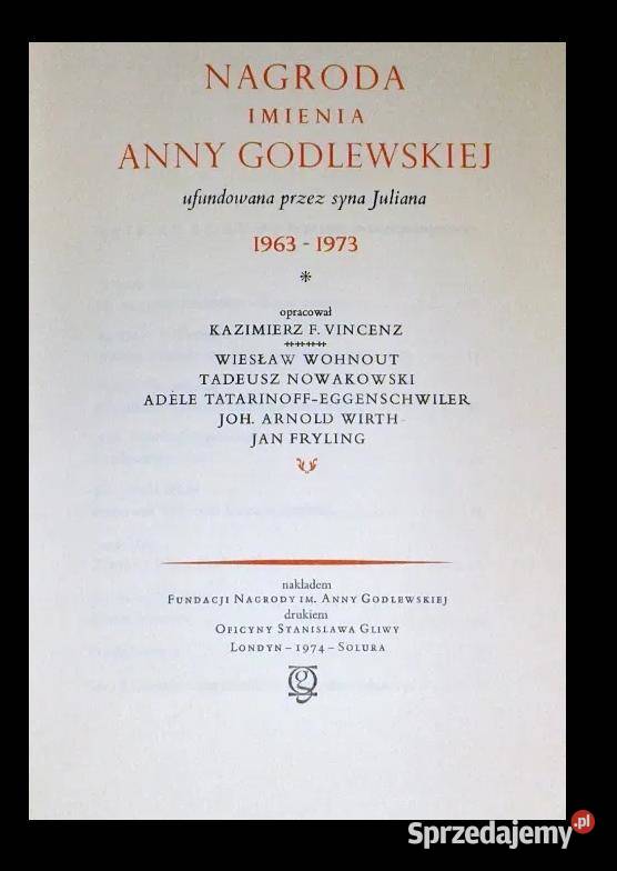 Historia Nagrody imienia Anny Godlewskiej 1963 r Chełm sprzedam