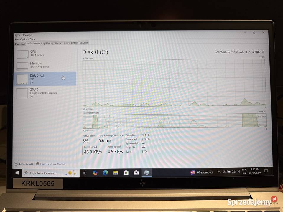 Laptop HP Elitebook 840 g8 i5 16GB RAM 256 ssd małopolskie Kraków sprzedam