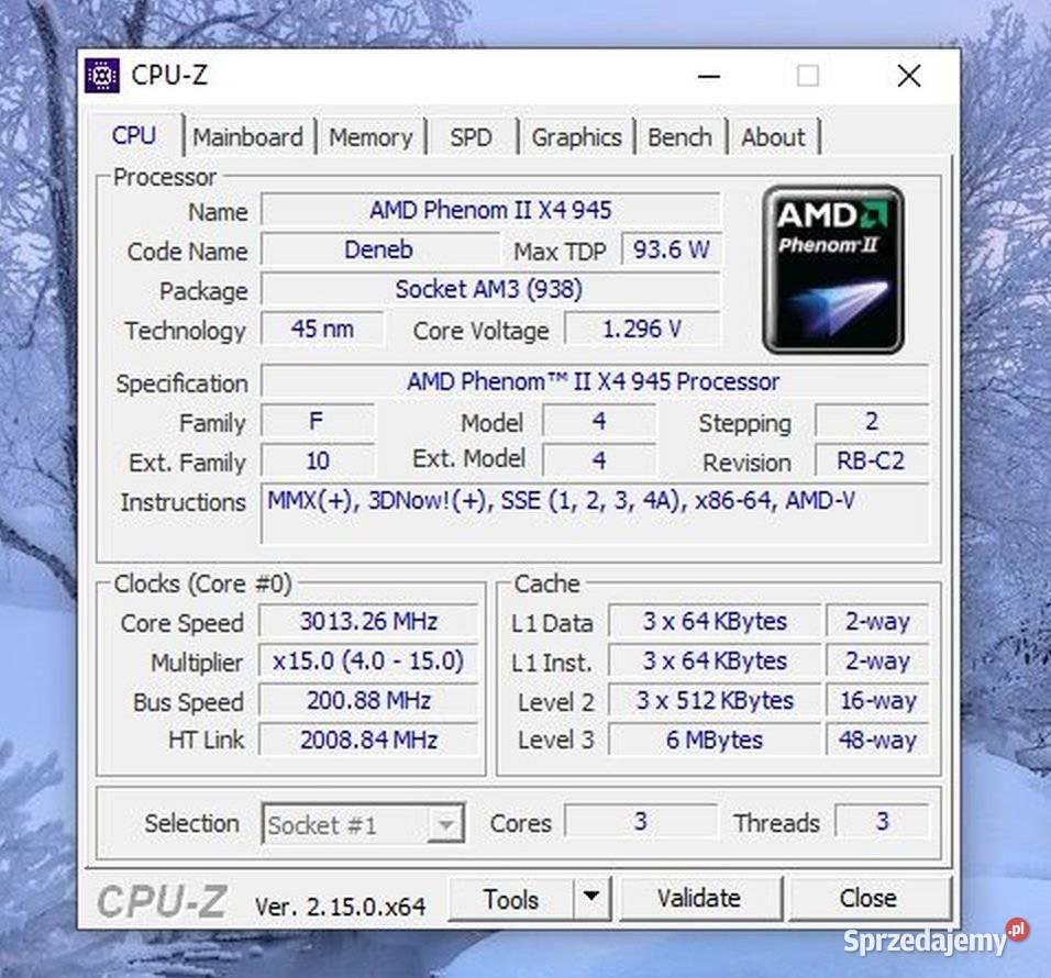 Procesor AMD Phenom II x4 945 30 GHz Kraków