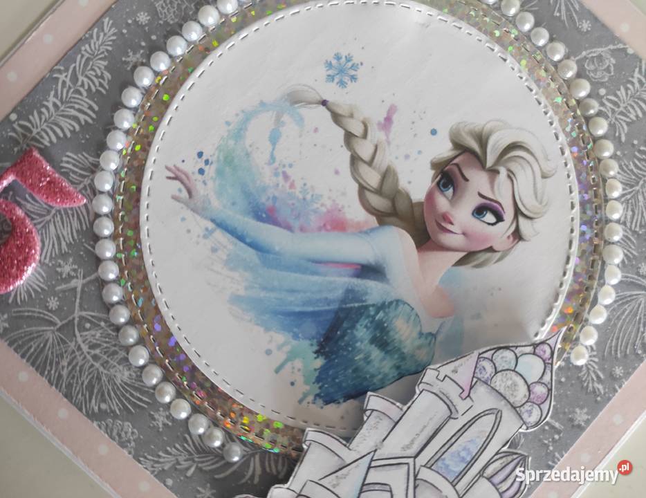 Kartka ręcznie robiona na urodziny Kraina lodu Rękodzieło Łódź