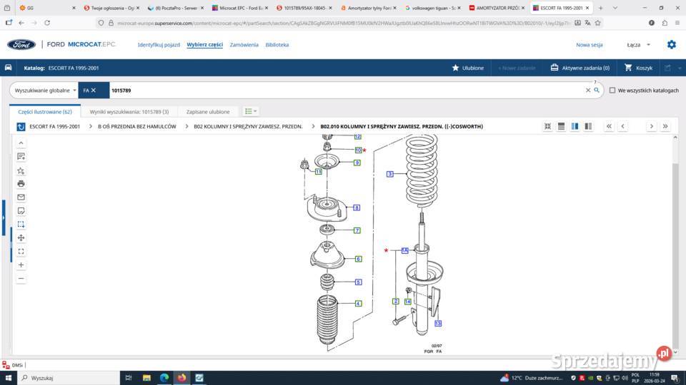 101578995AX18045JF Amortyzator przód Escort Kraków