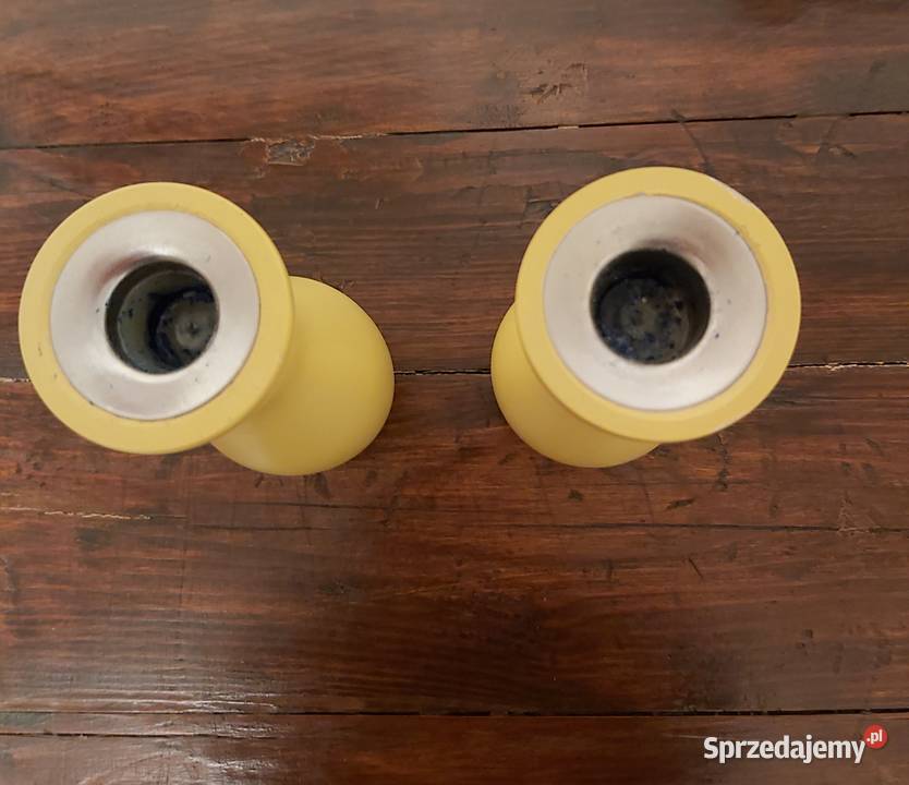 Świeczniki żółte komplet 2 sztuki Dekoracje i ozdoby Słupsk