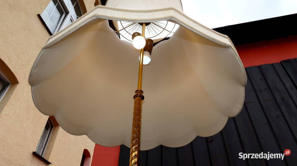 Unikatowa Stojąca Mosiężna Lampa z Kryształem Ziębice sprzedam