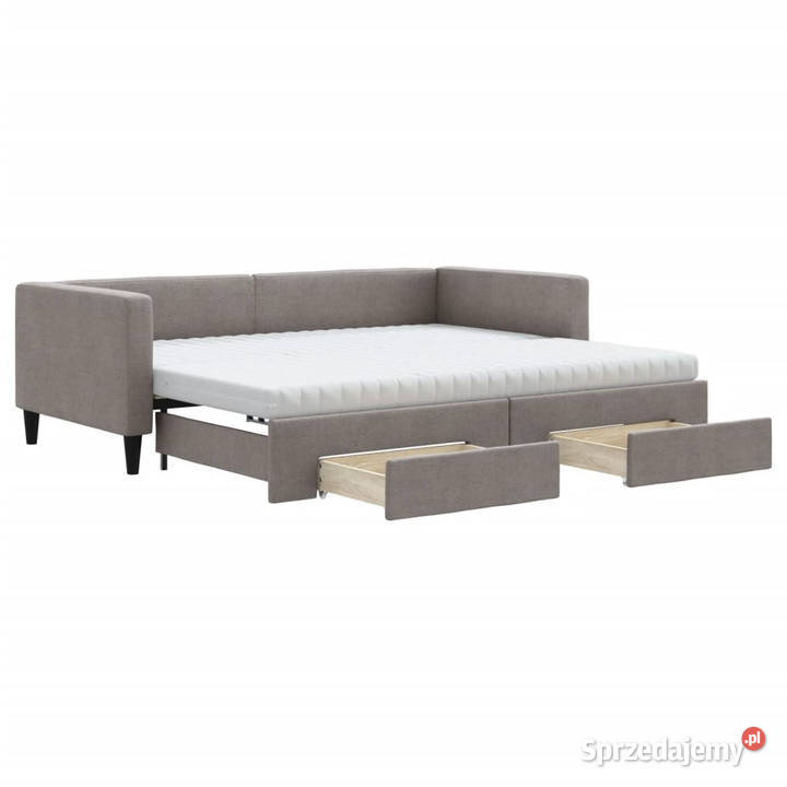 Sofa rozsuwana z szufladami taupe tkanina 90x200 Łóżka i materace Warszawa