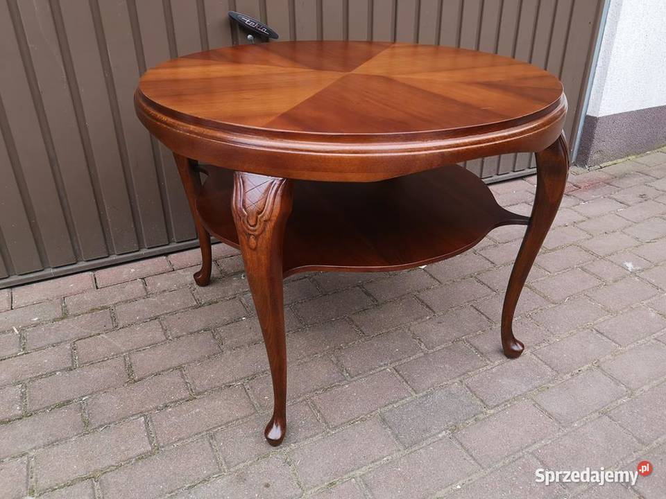 Stolik Ława Okrągły Orzech Antyk Stary Renowacji wielkopolskie Swarzędz