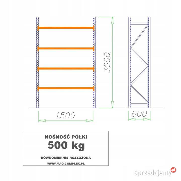 REGAŁ METALOWY MAGAZYNOWY WYTRZYMAŁY MOCNY MRC7 Gdynia