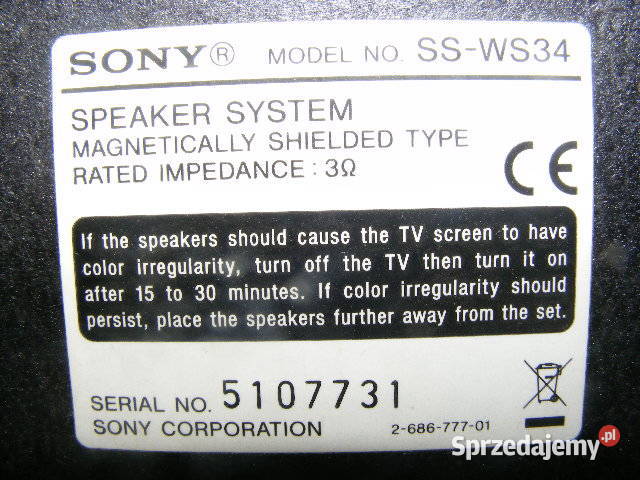 Głośniki Sony zestaw subwoofer center front sur Godziszka