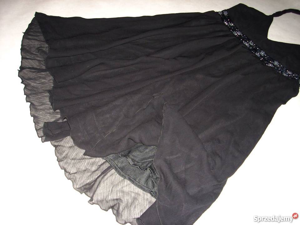 ESPRIT wizytowa sukienka zwiewna koraliki 40 L czarny małopolskie