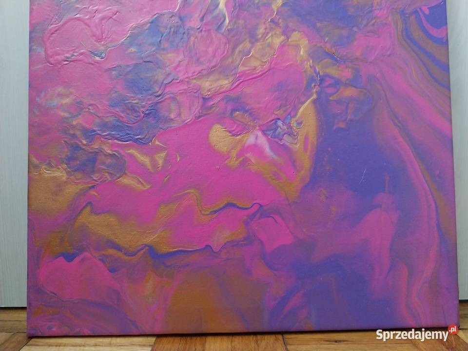 Złoty Róż obraz pouring akrylowy 4040 wielokolorowy Ciechanów