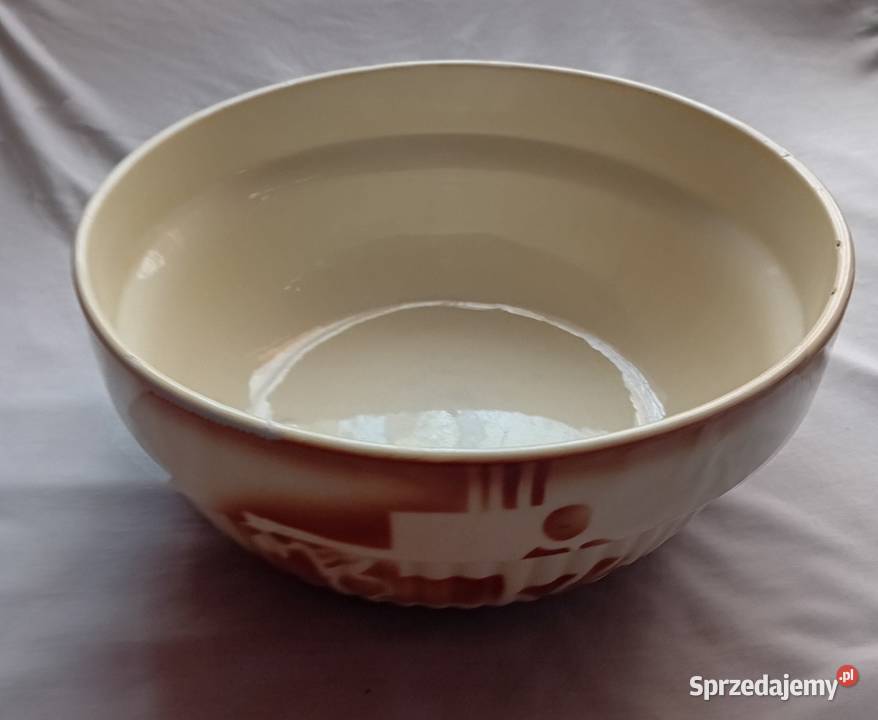 Fajansowa misa art deco zdobiona techniką Koźminek