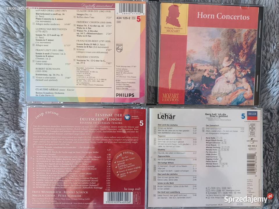 4 płyty CD z muzyczną klasyką wielkopolskie Wronki sprzedam