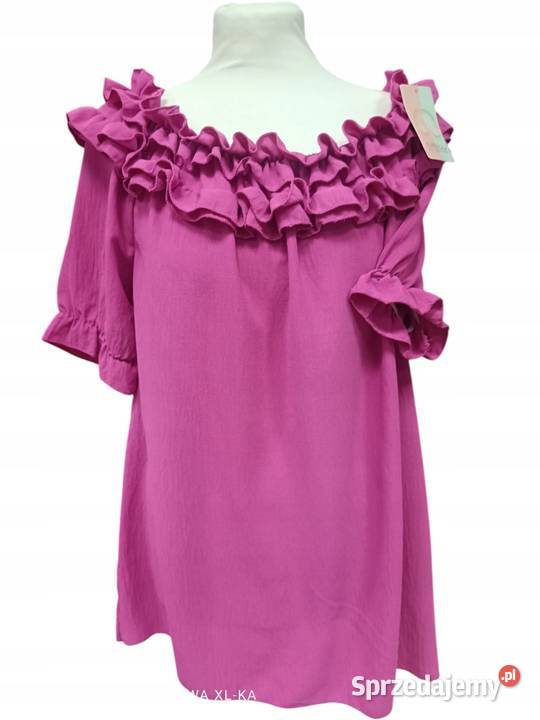 Bluzka Damska HISZPANKA oversize UNI falbanka fioletowy Pątnów