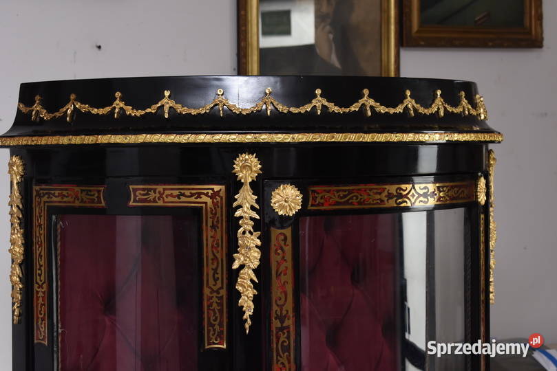 Ekskluzywna Witryna Boulle Przeszklona Rzeźbiona