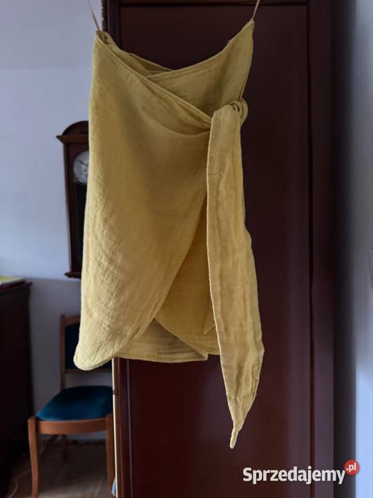 Spódnica XS lniana Massimo Dutti żółta kopertowa Inny materiał sprzedam