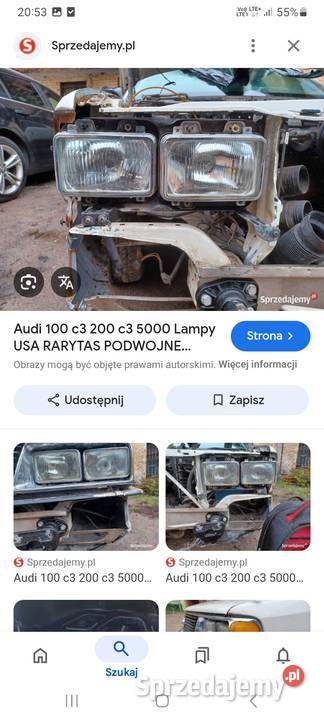 Audi 5000 lampy przednie podwojne USA rarytas sprzedam