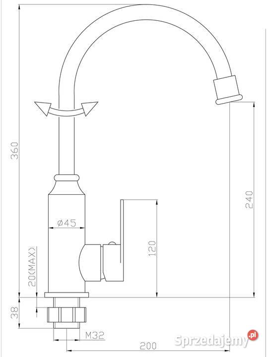 Kran do kuchni bateria kuchenna stojąca odcienie żółtego Łódź