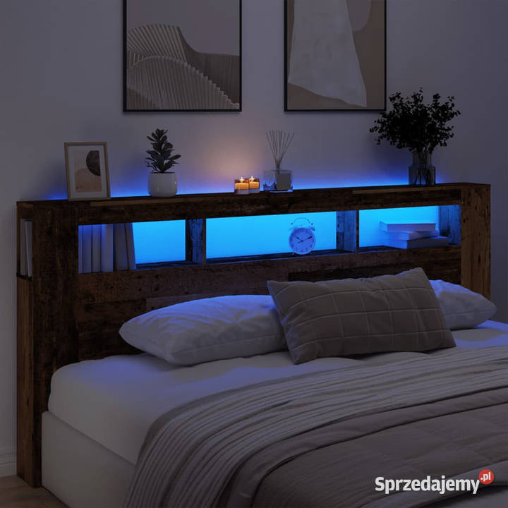 Wezgłowie łóżka z LED stare drewno 220x185x1035 Warszawa sprzedam