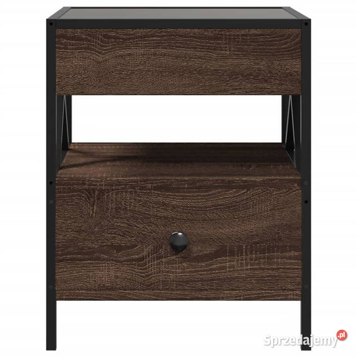 Stolik nocny z LED Infinity brązowy dąb 40x40x51 Warszawa
