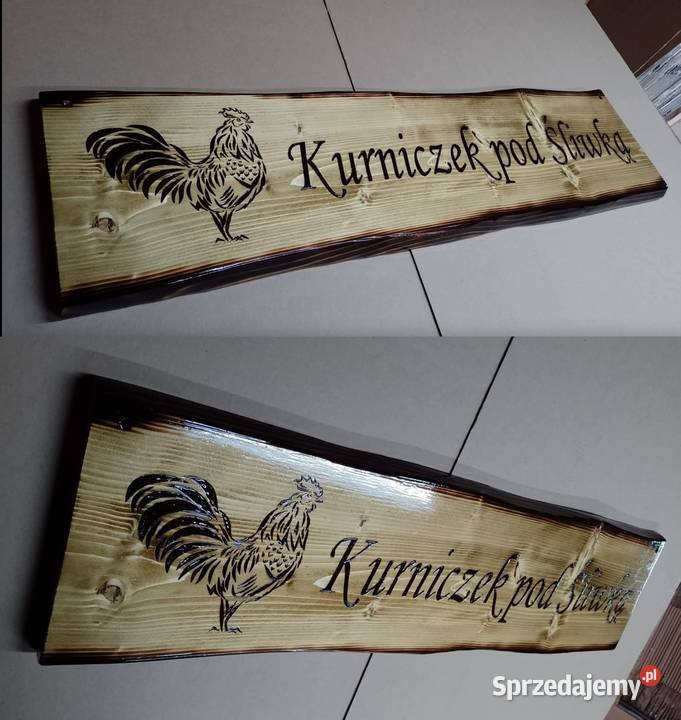 Szyld drewniany ręcznie wykonany na zamówienie z Roczyny